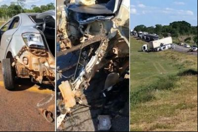 Onze ficam feridos em acidente entre carretas e carros em rodovia